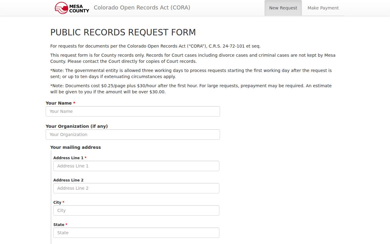 Grand Junction residents directory Mesa County public records request