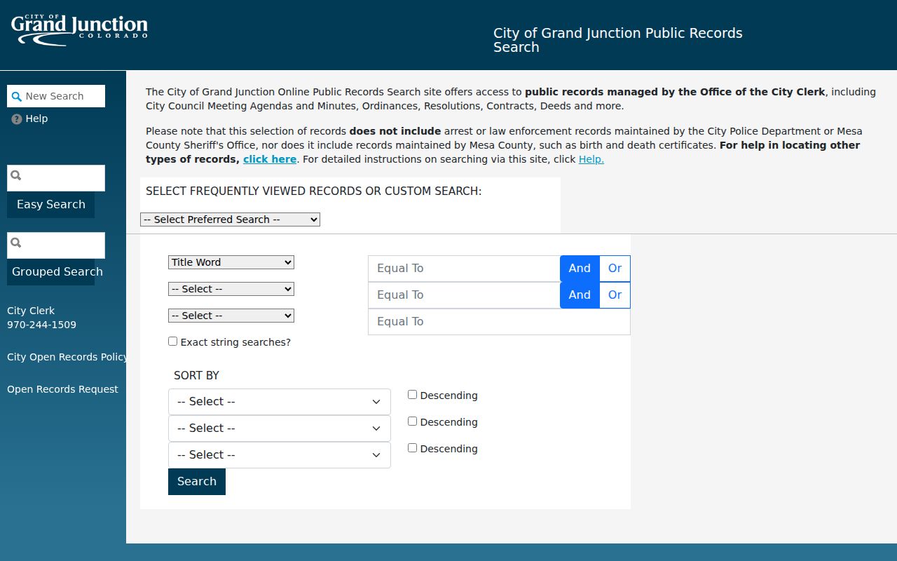 Grand Junction neighbors city clerk WebDrawer address records