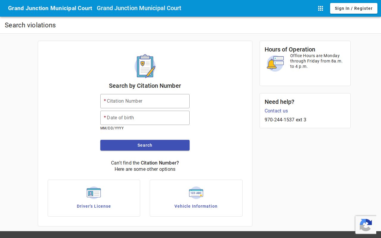 Grand Junction resident lookup municipal court search