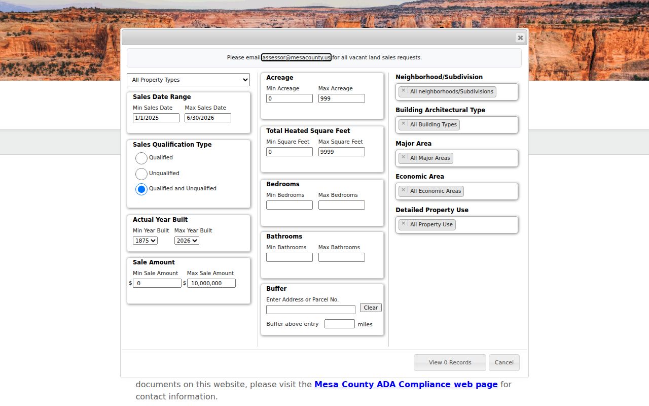 Grand Junction street directory Mesa Assessor sales lookup